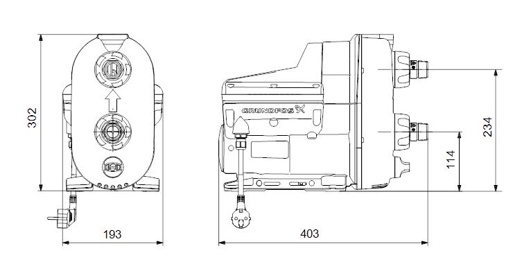 Grundfos SCALA2 hydrofoorpomp met voordrukbeveiliging